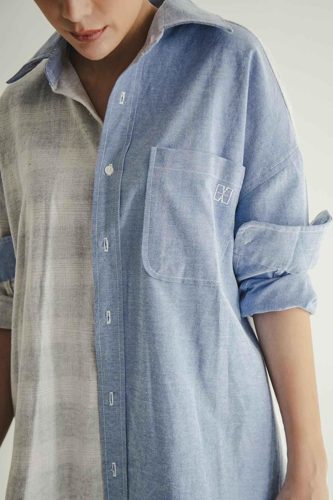 Copain Shirt Grey Blue - EESOME