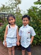 Apron Bubble Petite Shorts Blue