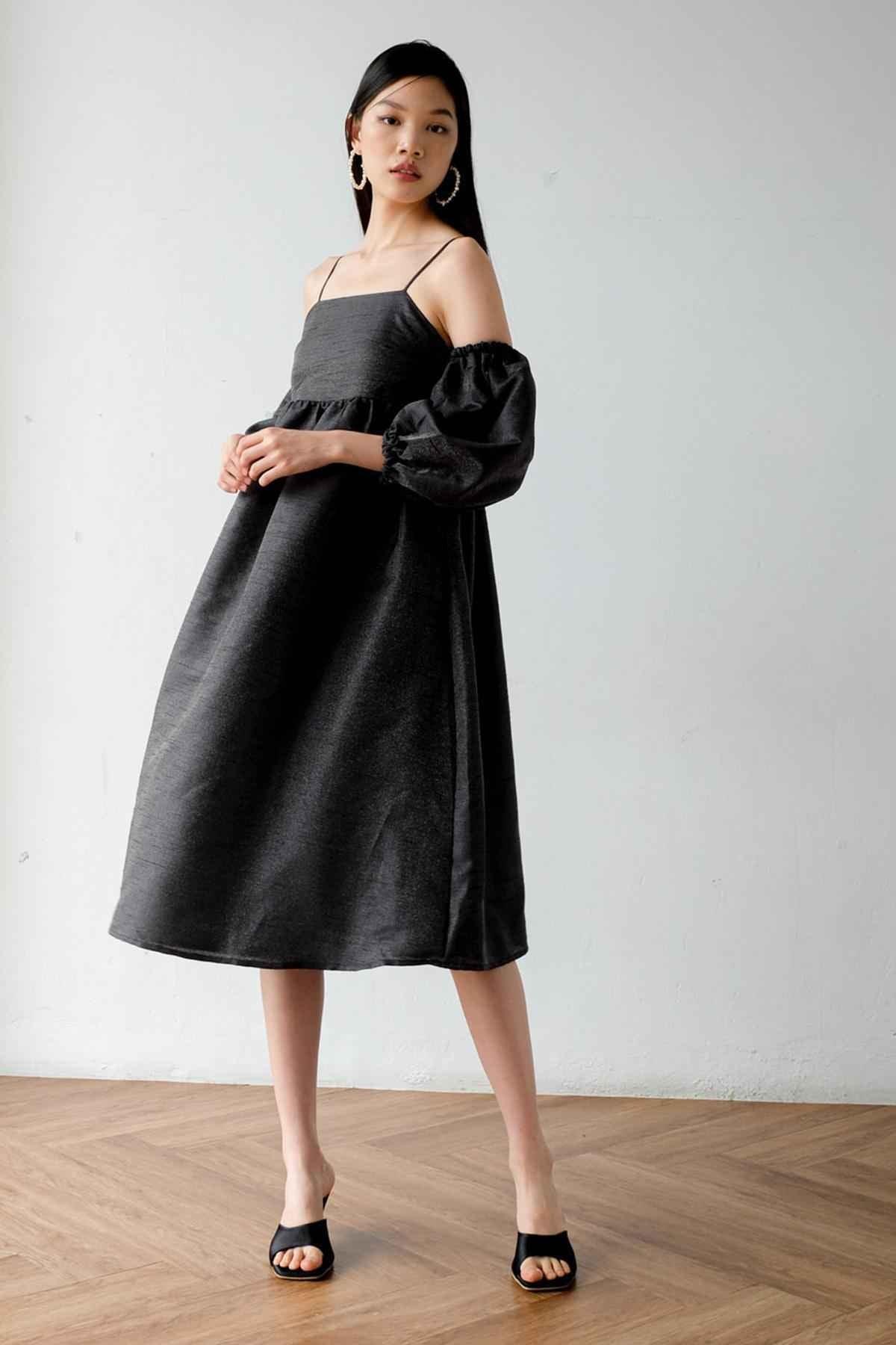 Daphne Dress Black Silver - EESOME
