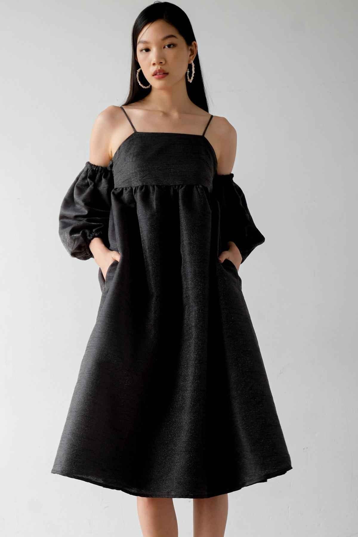 Daphne Dress Black Silver - EESOME