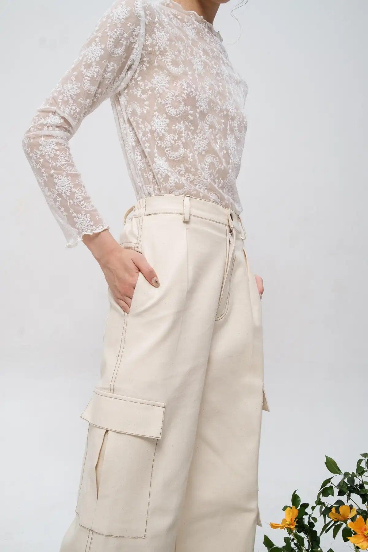 Daria Pants Ecru - EESOME