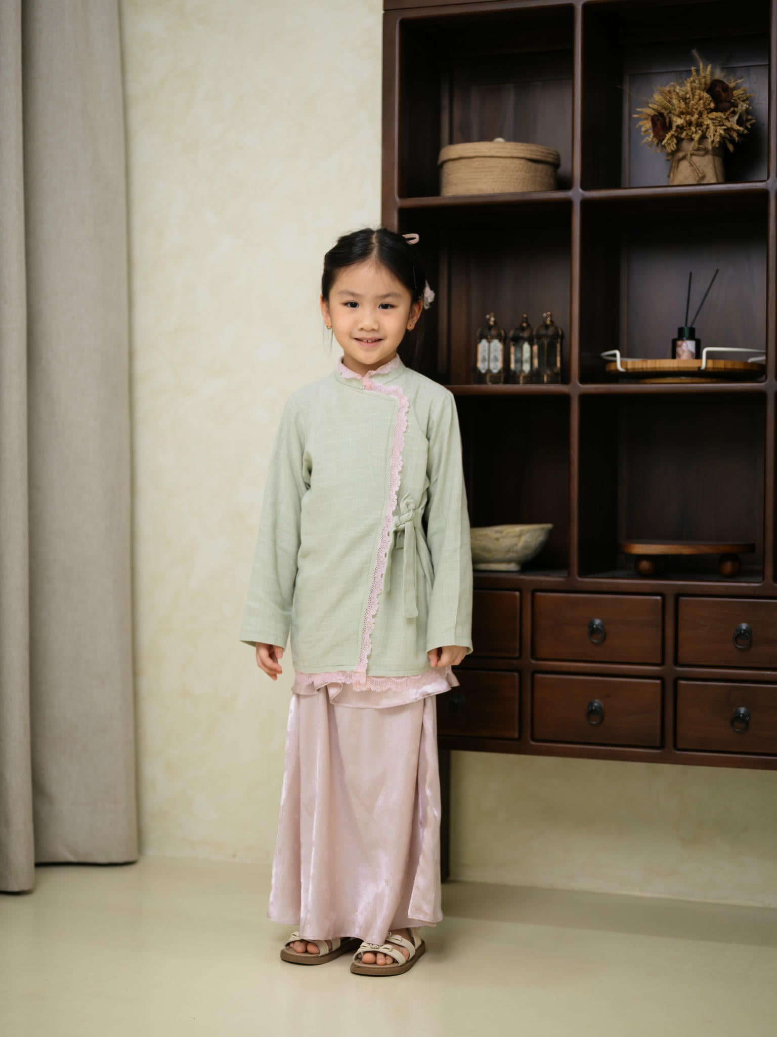 Zahra Petite Tunic Sage/Pink