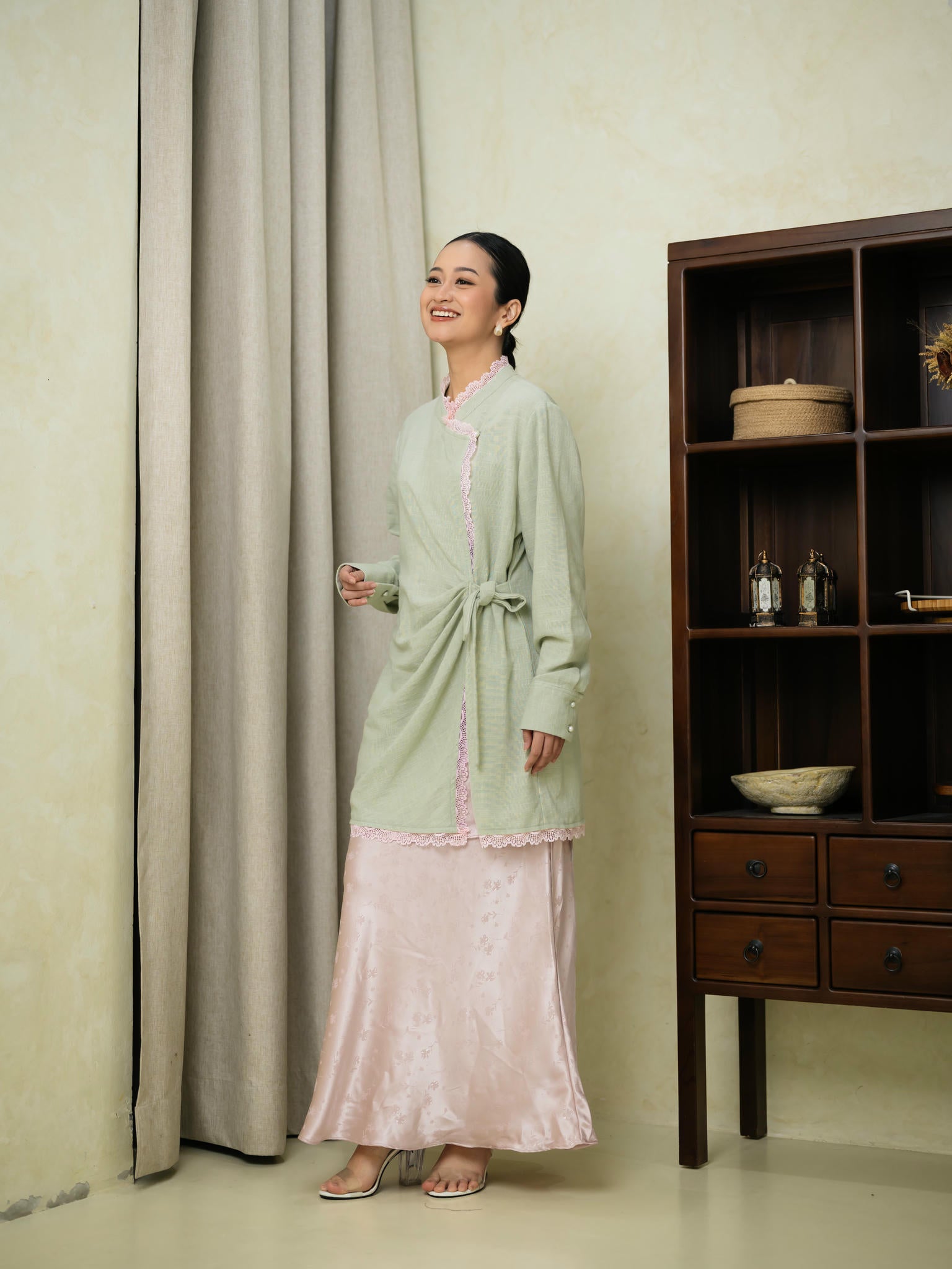 Zahra Tunic Sage/Pink