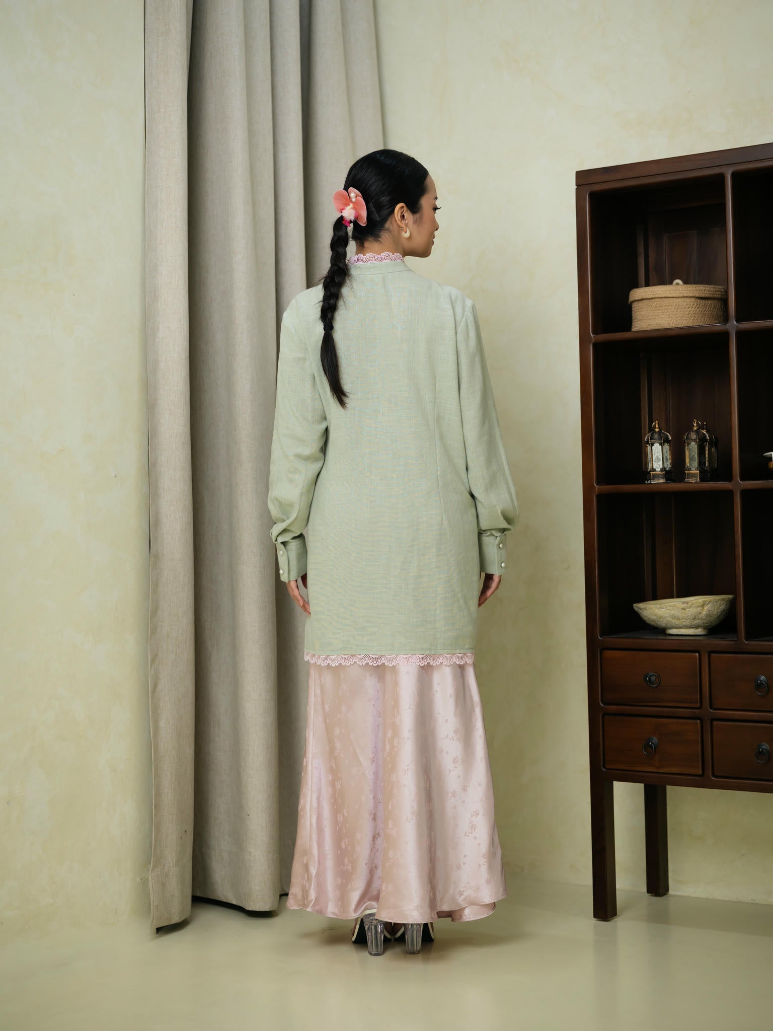 Zahra Tunic Sage/Pink