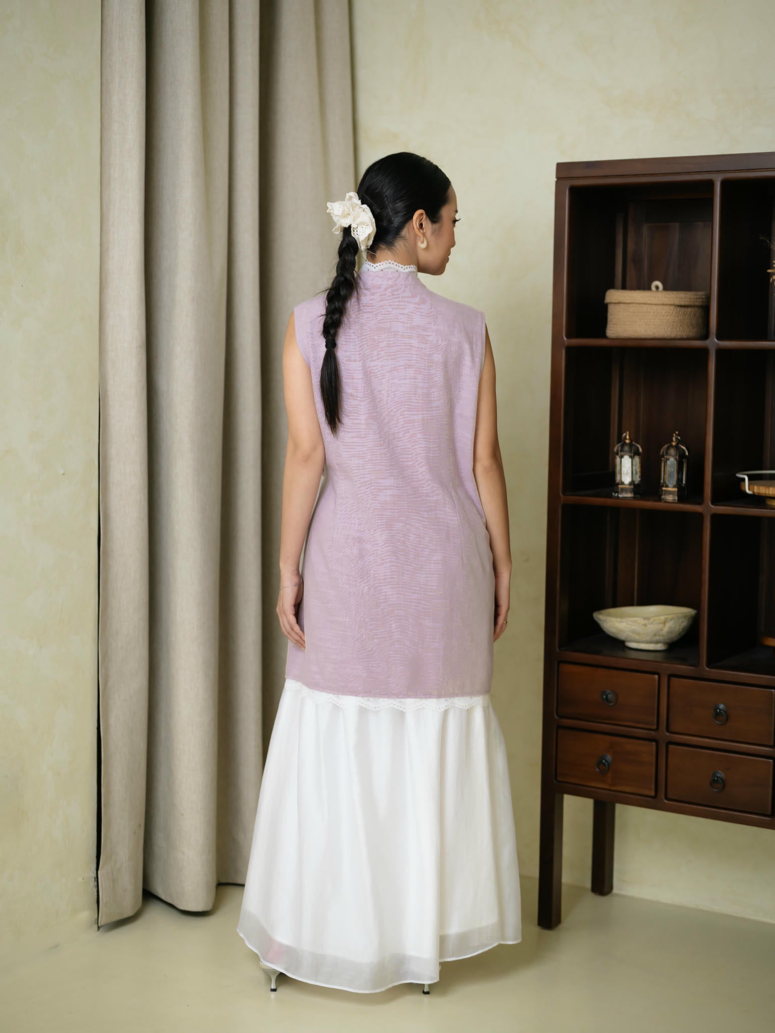 Zahra Vest Lilac/White