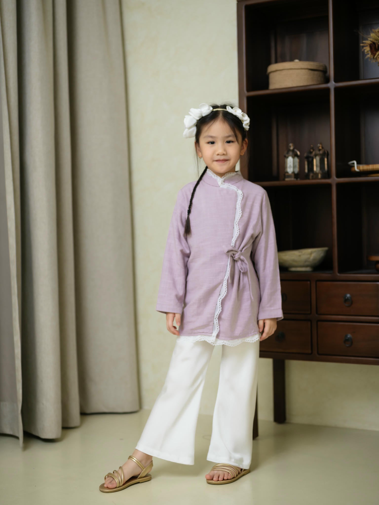 Zahra Petite Tunic Lilac/White