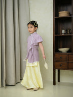 Zahra Petite Puff Sleeve Lilac/White