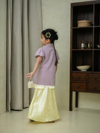 Zahra Petite Puff Sleeve Lilac/White