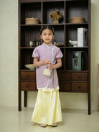 Zahra Petite Puff Sleeve Lilac/White