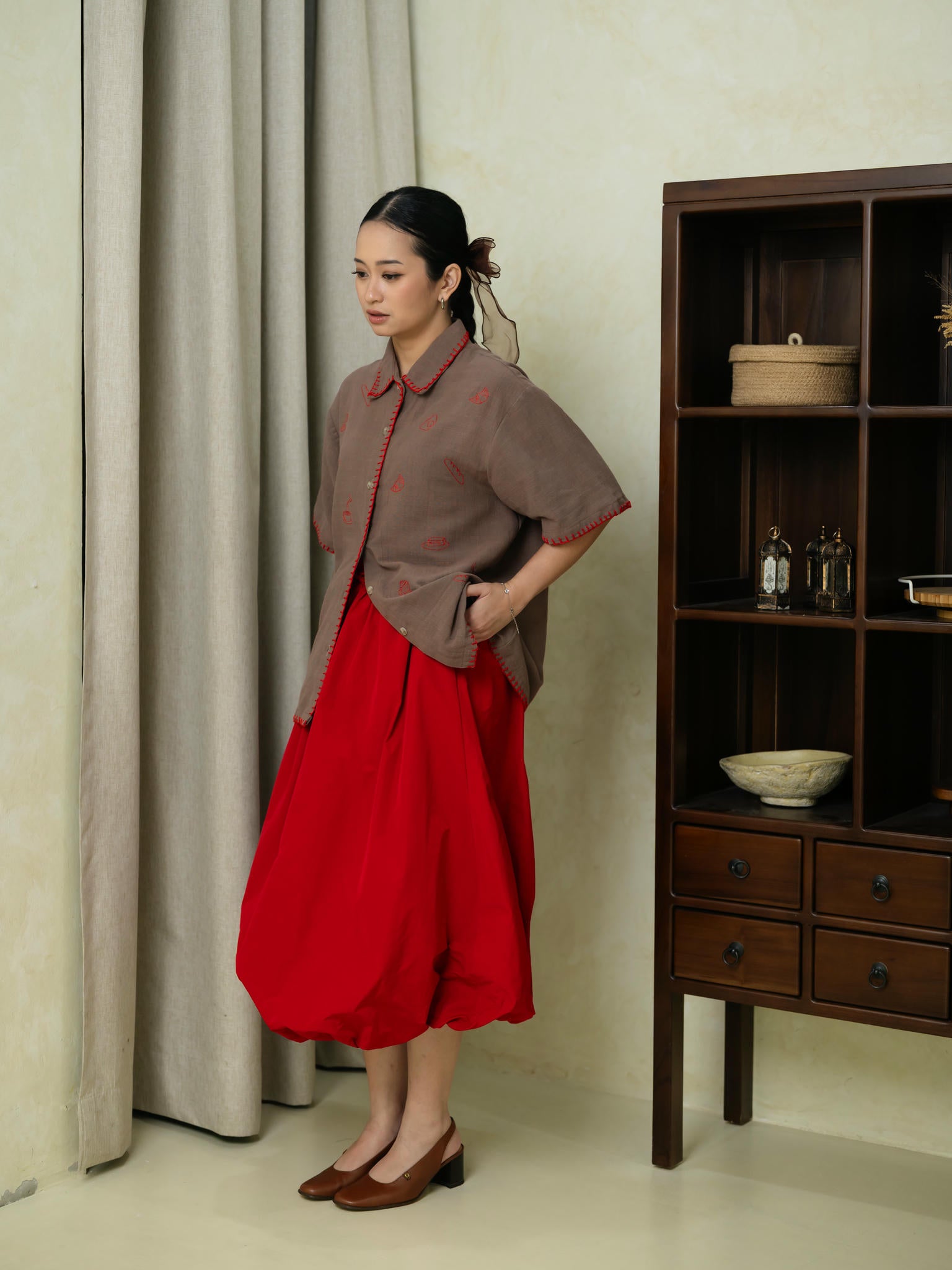 Mana Balloon Skirt Red