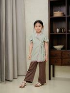 Zahra Petite Puff Sleeve Sage/Pink