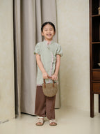 Zahra Petite Puff Sleeve Sage/Pink