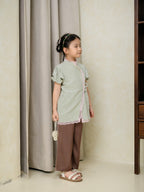 Zahra Petite Puff Sleeve Sage/Pink