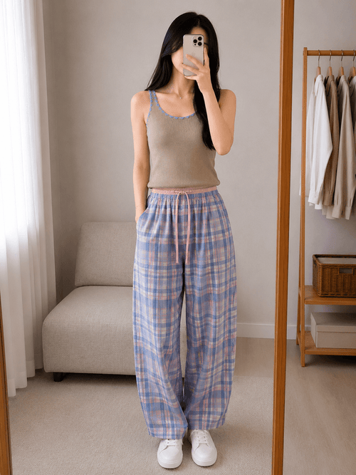Ete Pjamas Pants Blue Lilac
