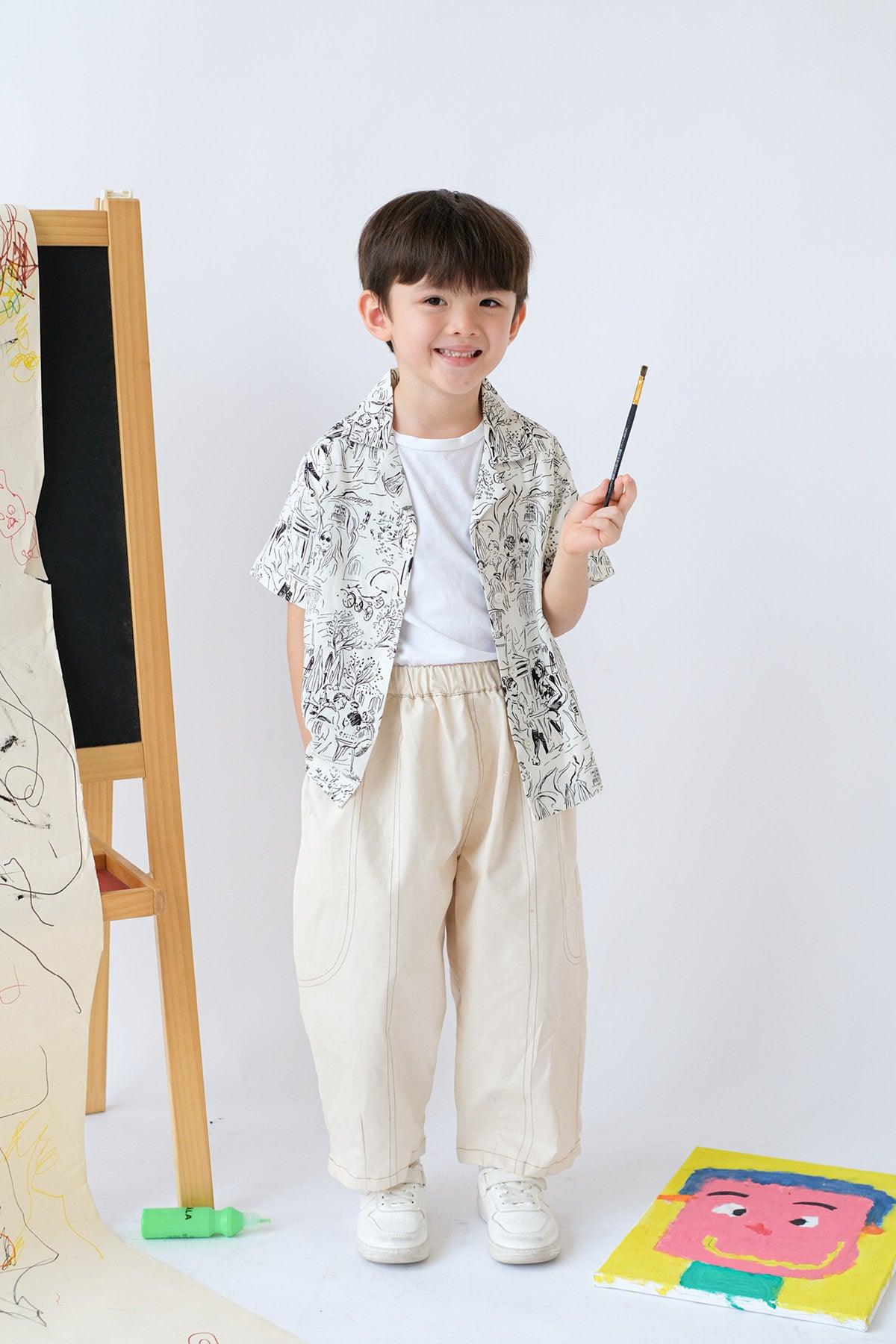 Faye Petite Barrell Pants Ecru - EESOME