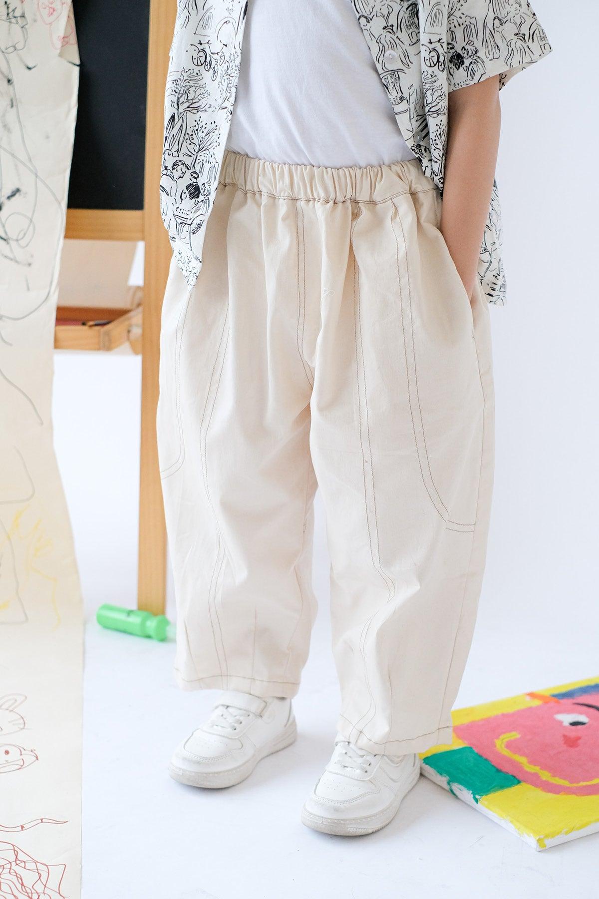 Faye Petite Barrell Pants Ecru - EESOME