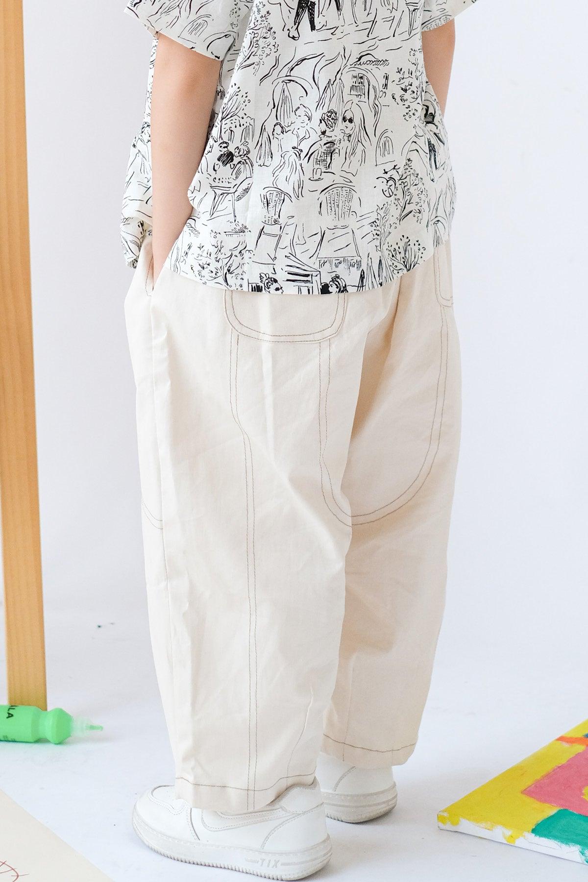 Faye Petite Barrell Pants Ecru - EESOME