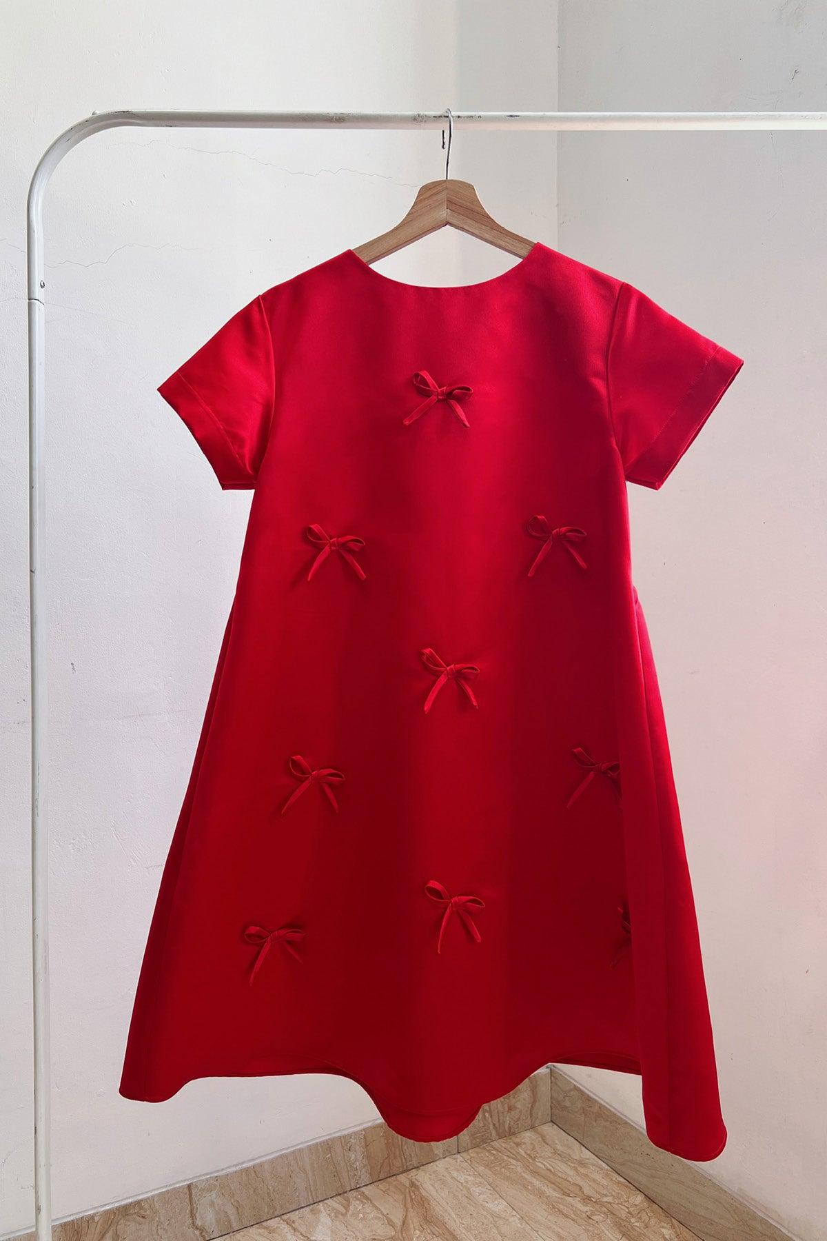 Fira Satin Dress Red - EESOME