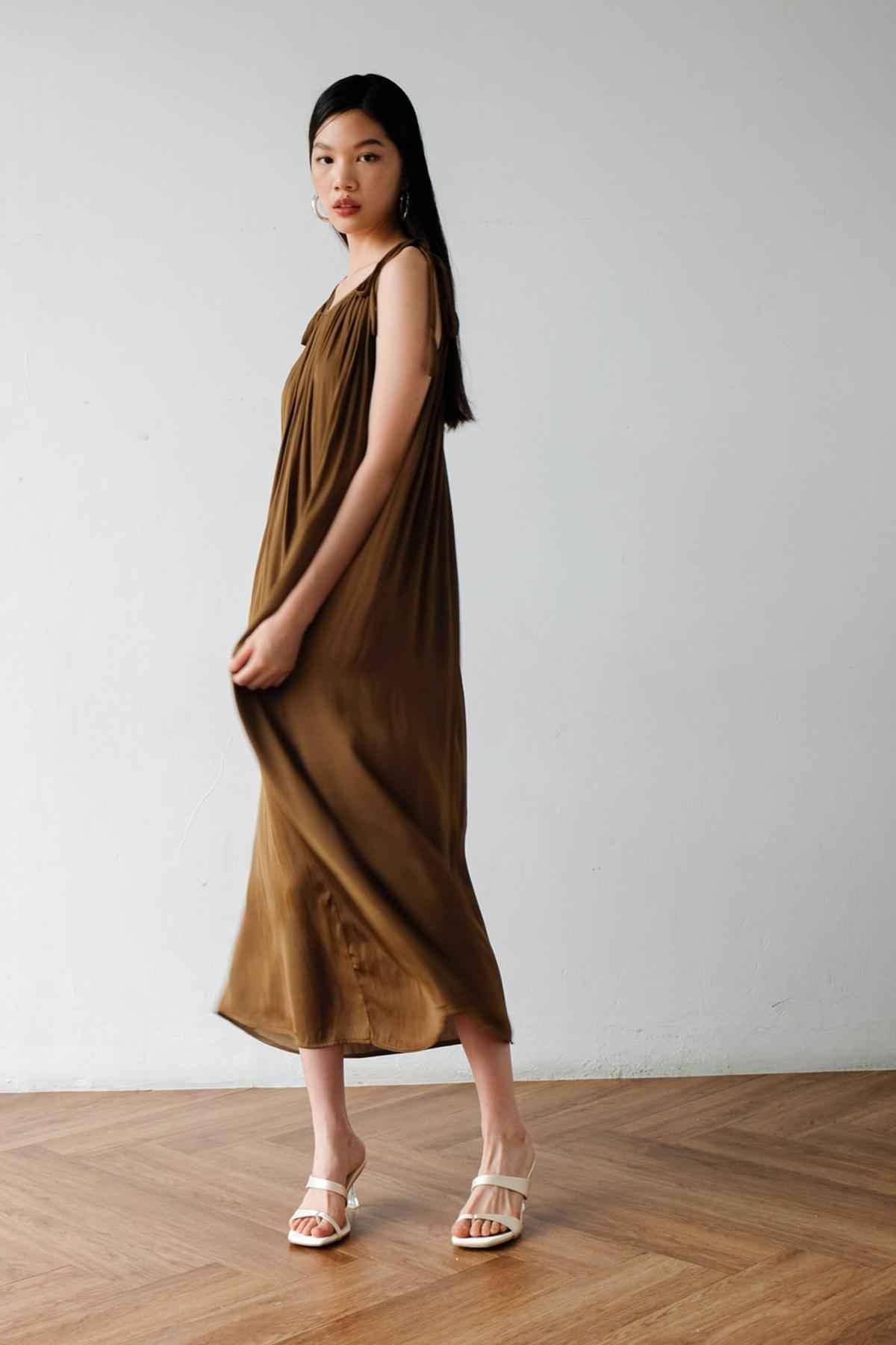 Gala Dress Olive Brown - EESOME