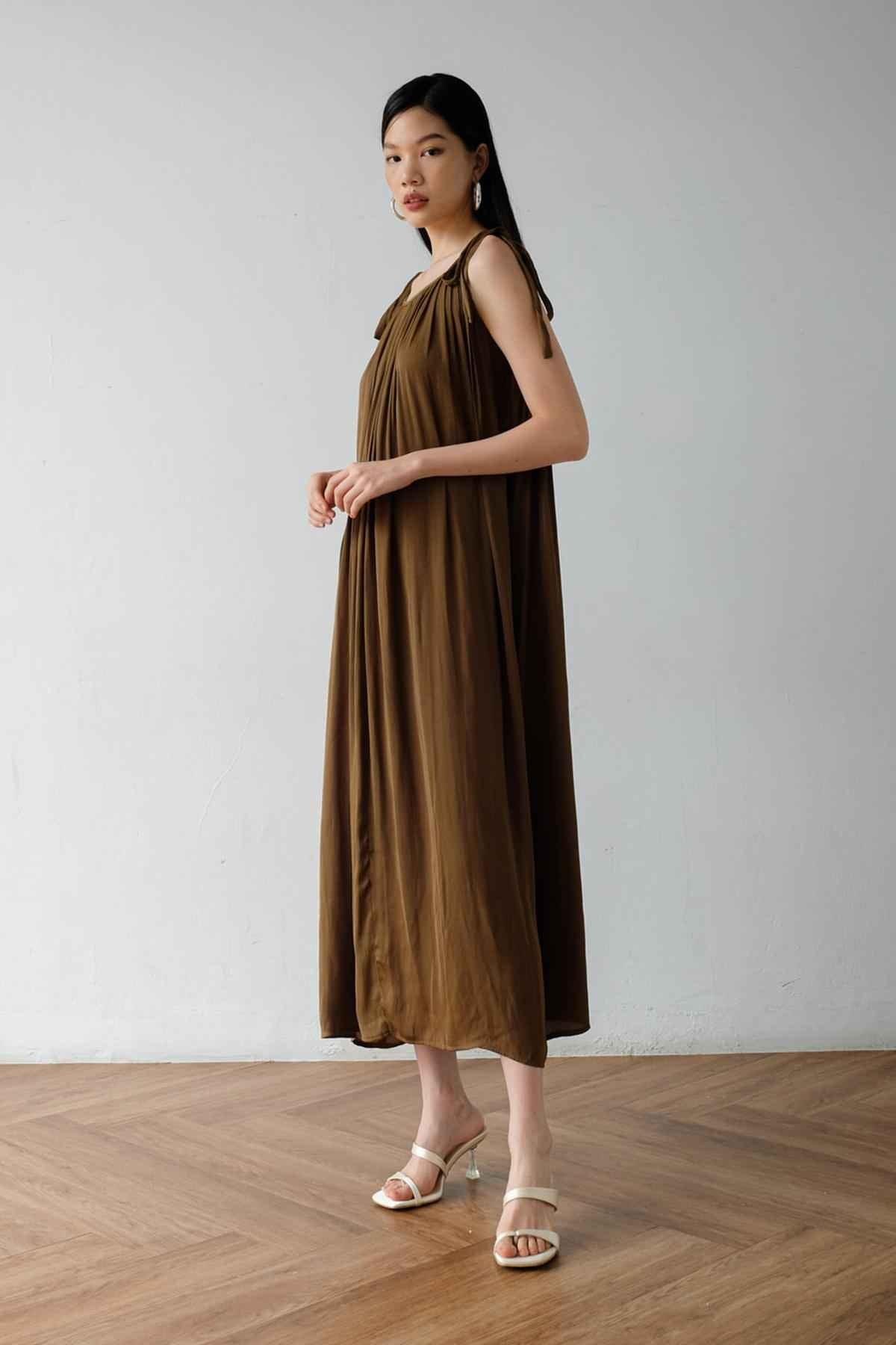 Gala Dress Olive Brown - EESOME