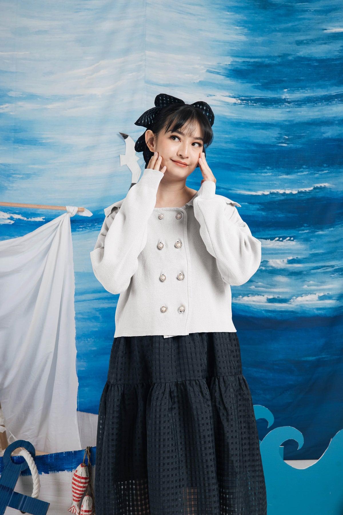 Harlow Sailor Cardigan Off White - EESOME