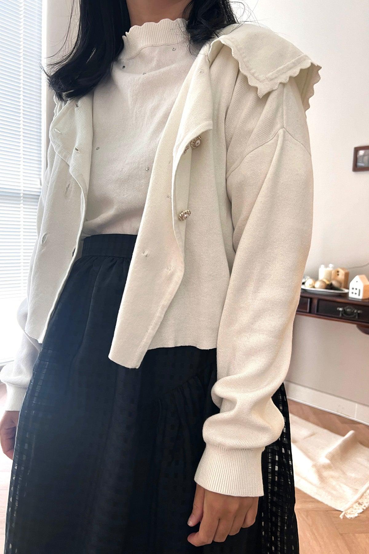 Harlow Sailor Cardigan Off White - EESOME