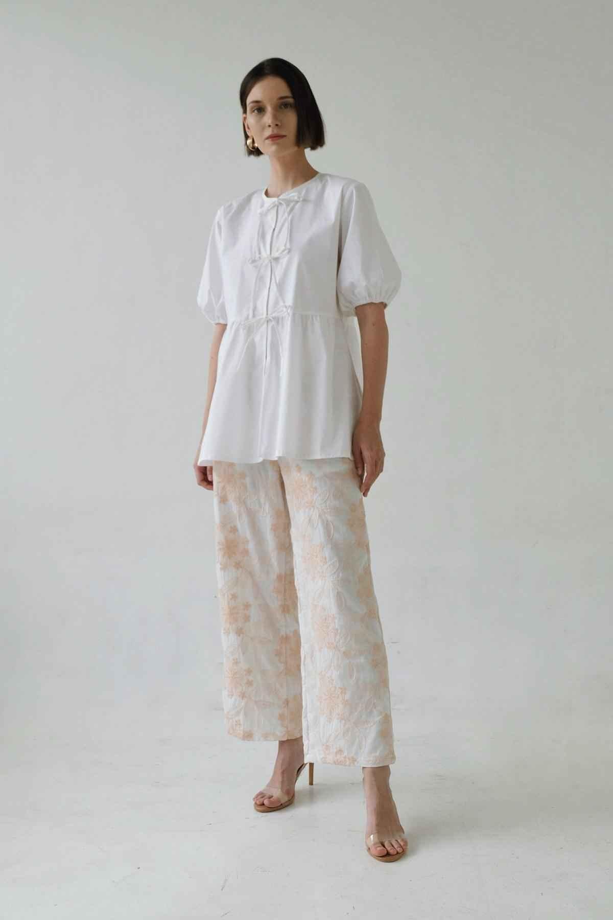 Isla Pants White/Apricot - EESOME