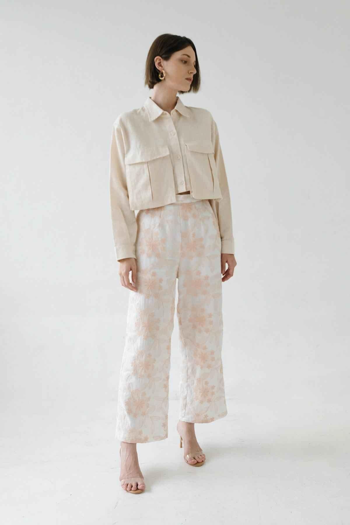 Isla Pants White/Apricot - EESOME
