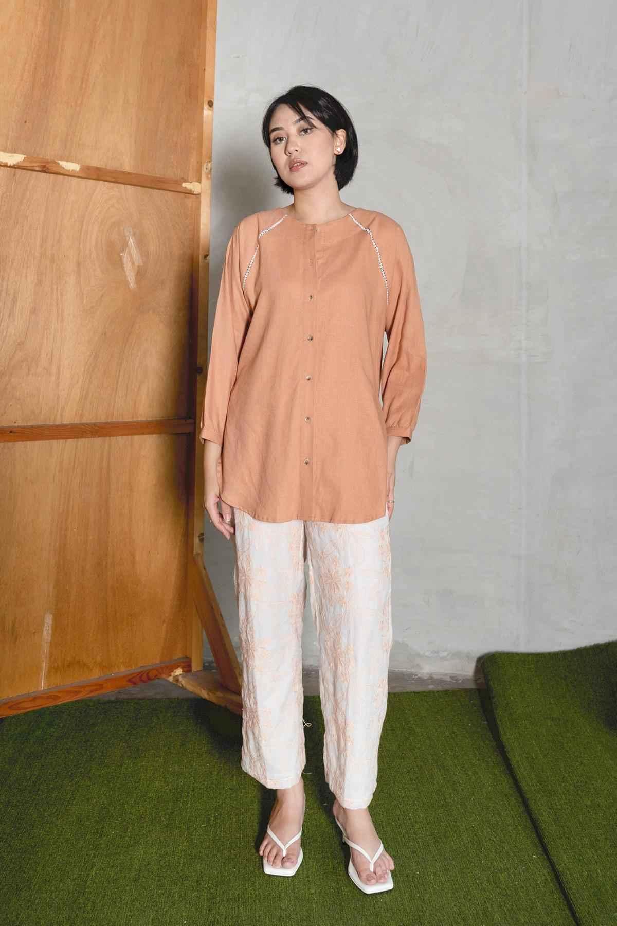 Isla Pants White/Apricot - EESOME