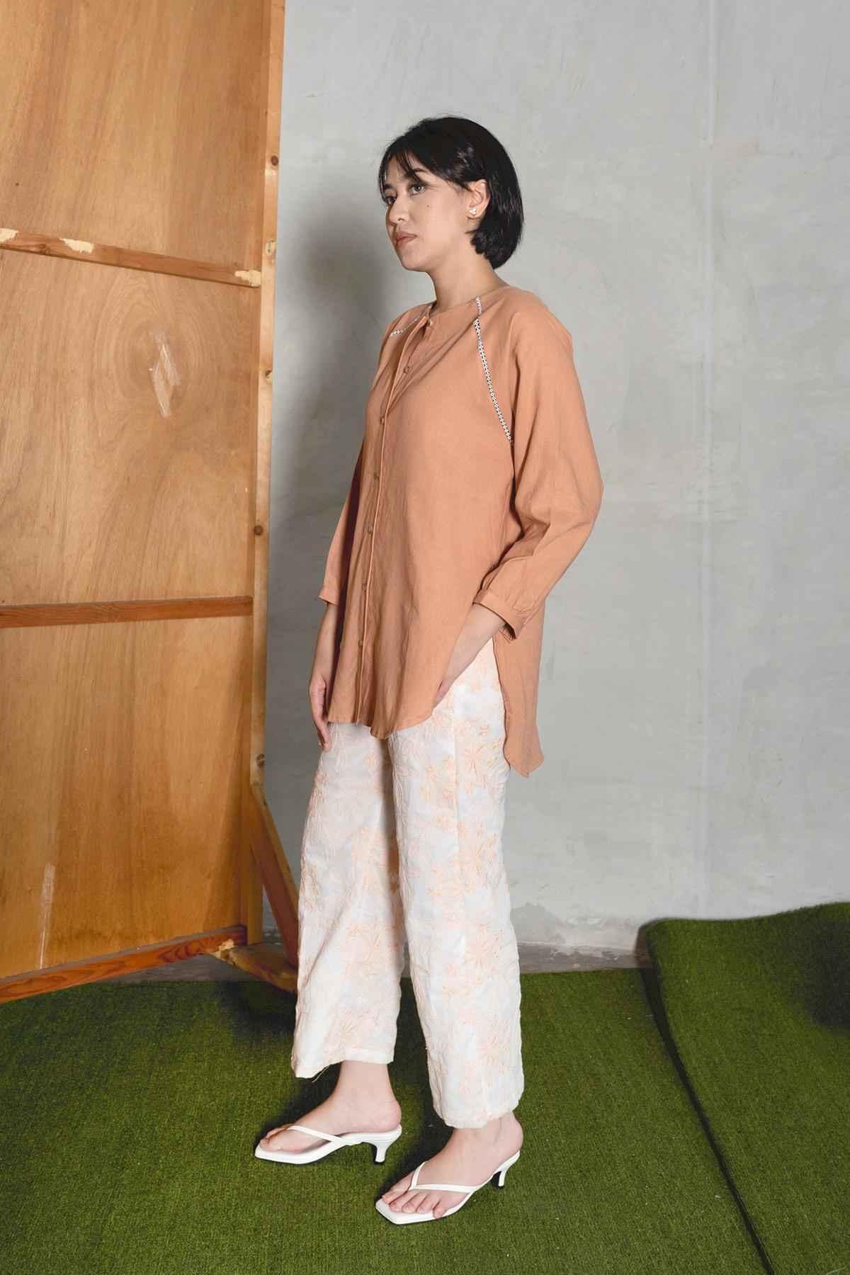 Isla Pants White/Apricot - EESOME