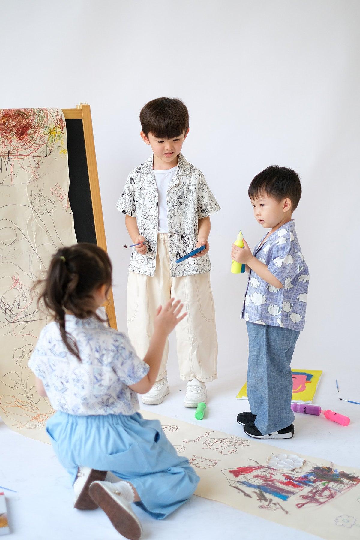 Kai Petite Shirt Black White Doodle - EESOME