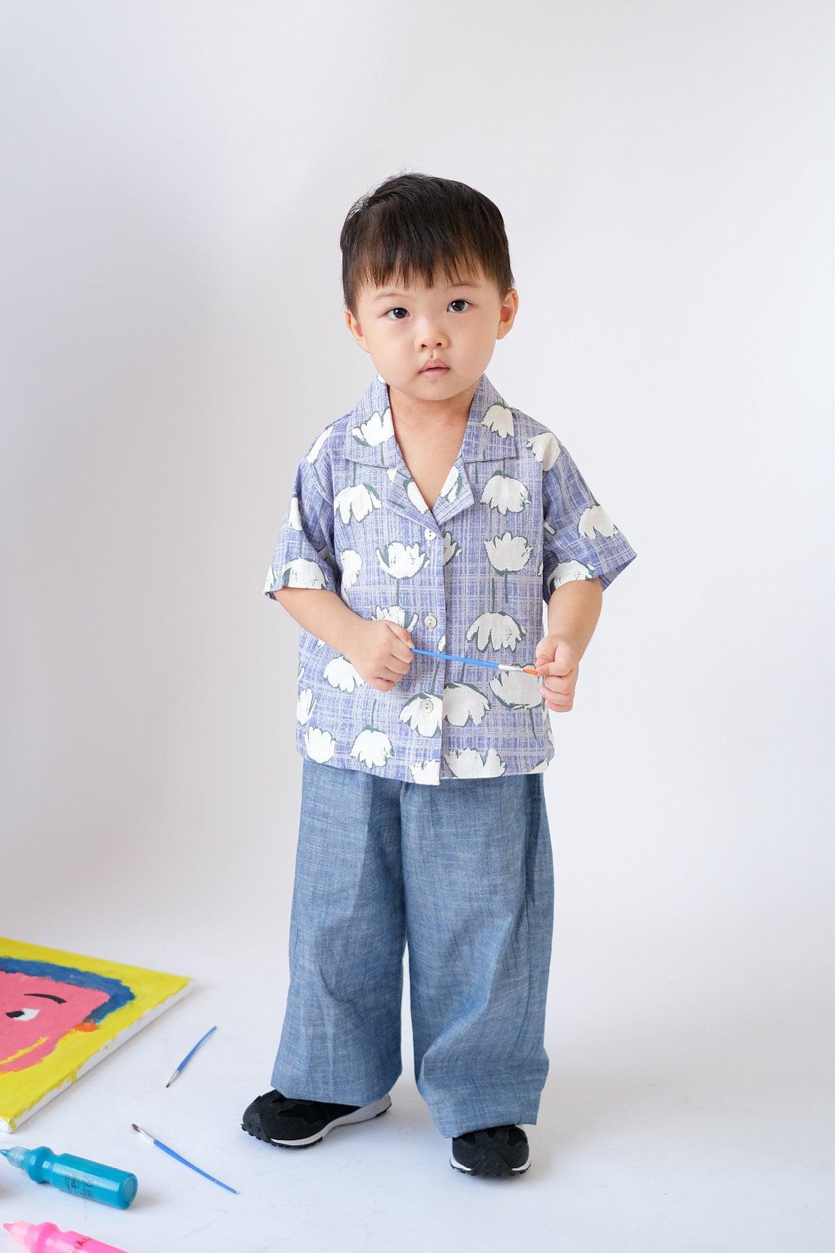 Kai Petite Shirt Blue Floral Art - EESOME