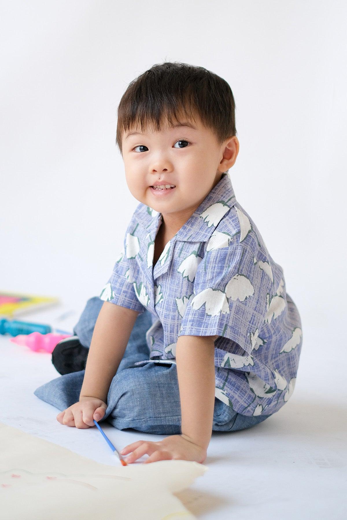 Kai Petite Shirt Blue Floral Art - EESOME