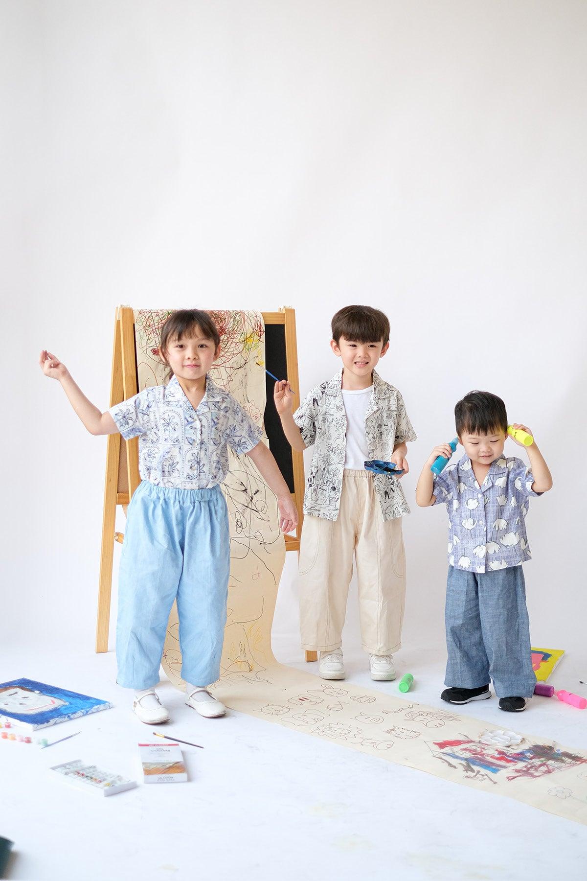 Kai Petite Shirt Blue Floral Art - EESOME