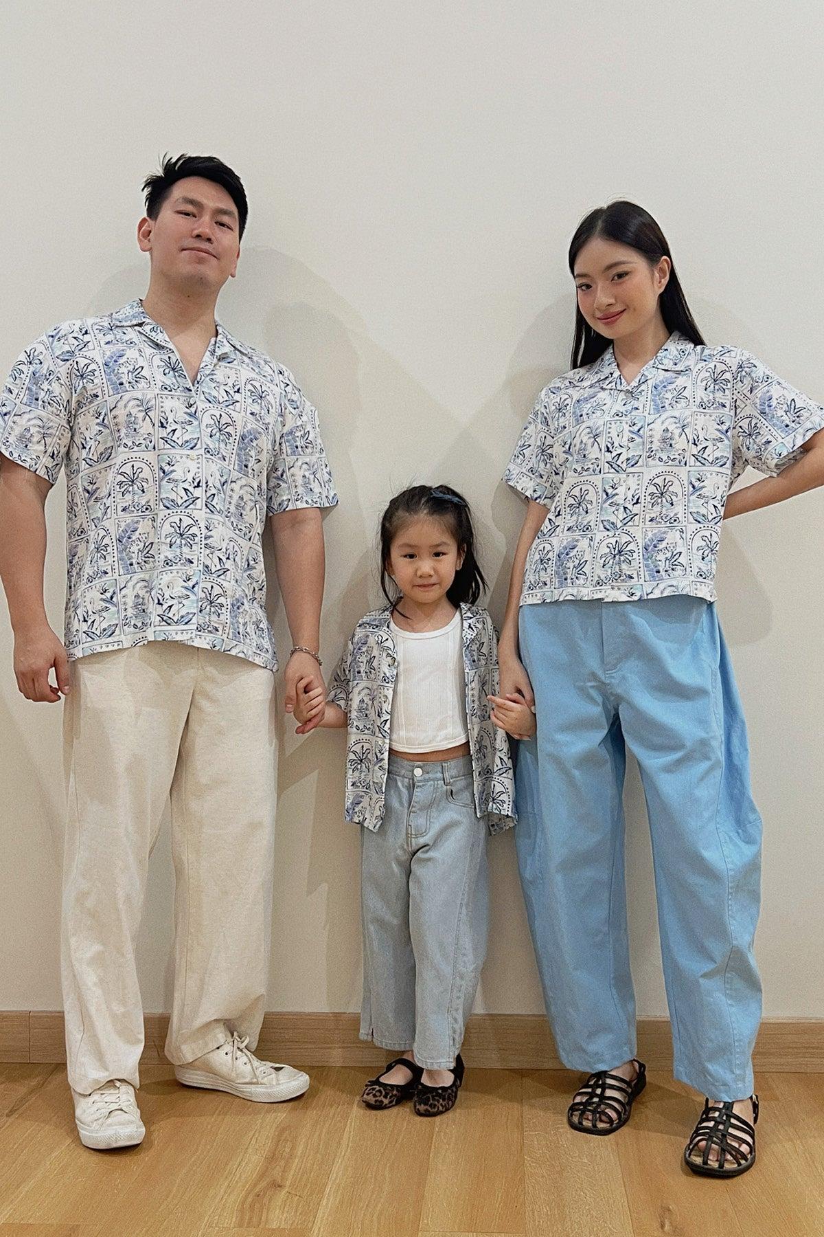 Kai Petite Shirt Blue Tropical Tiles - EESOME
