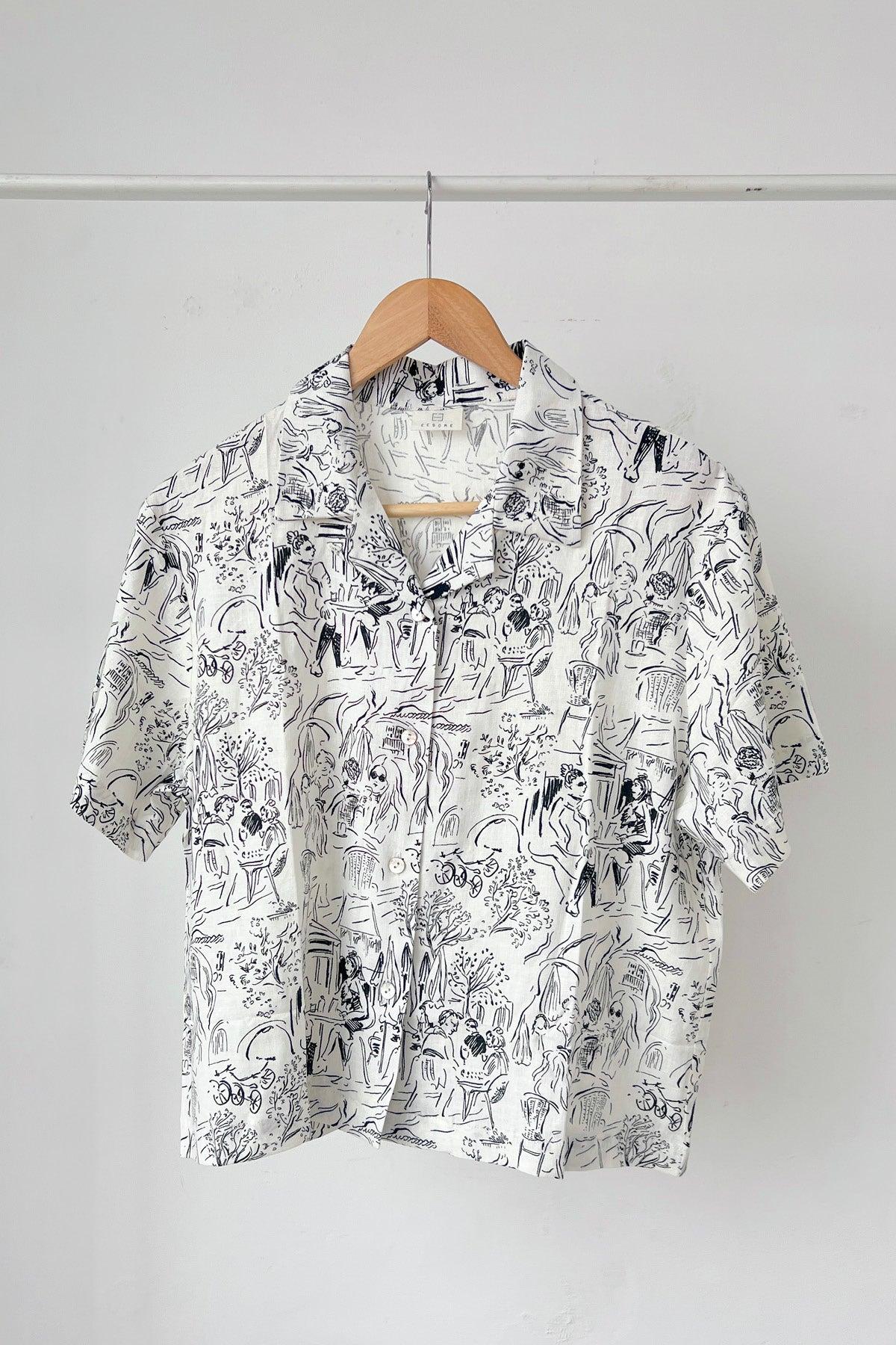 Kai Shirt Blue Black White Doodle - EESOME