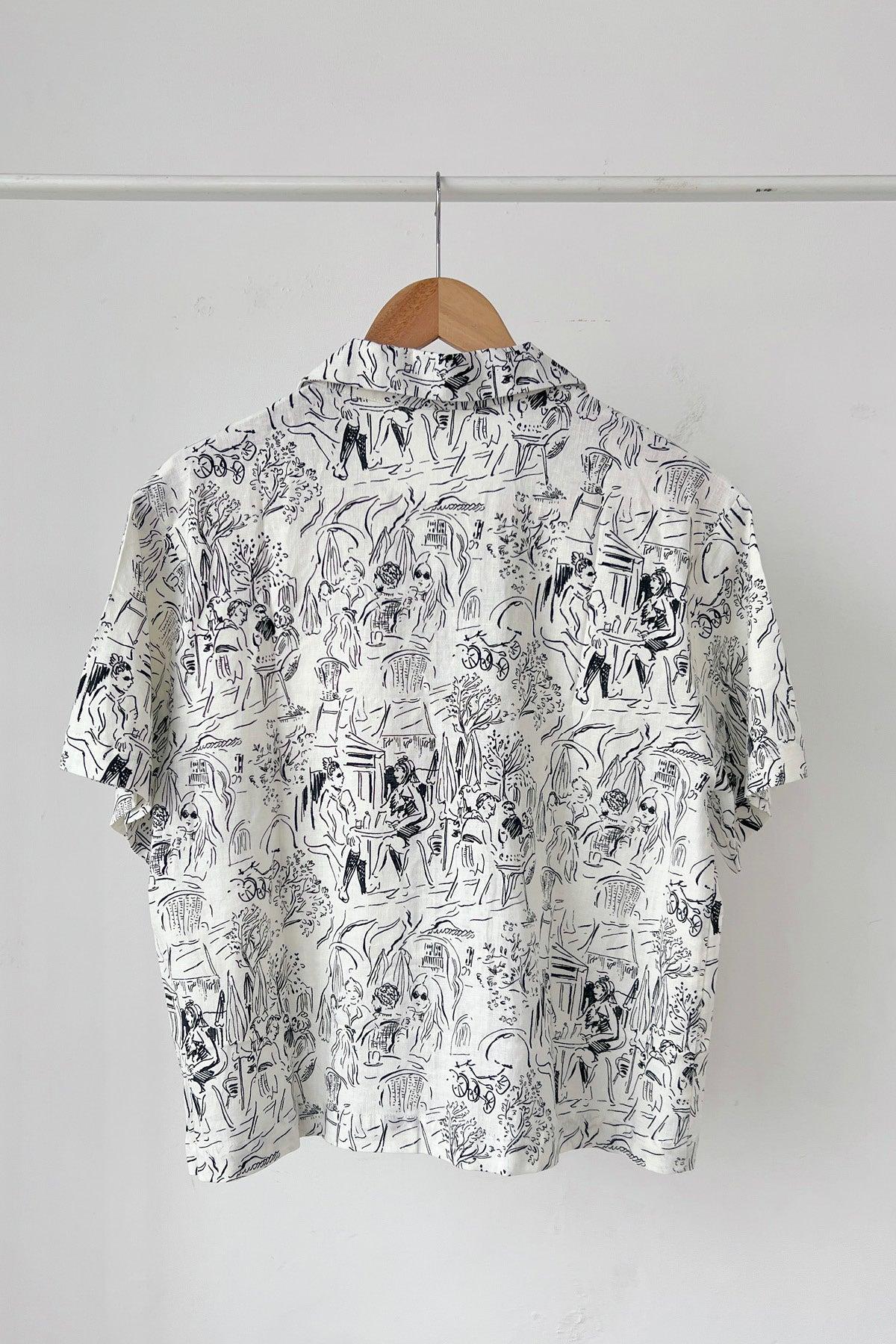 Kai Shirt Blue Black White Doodle - EESOME