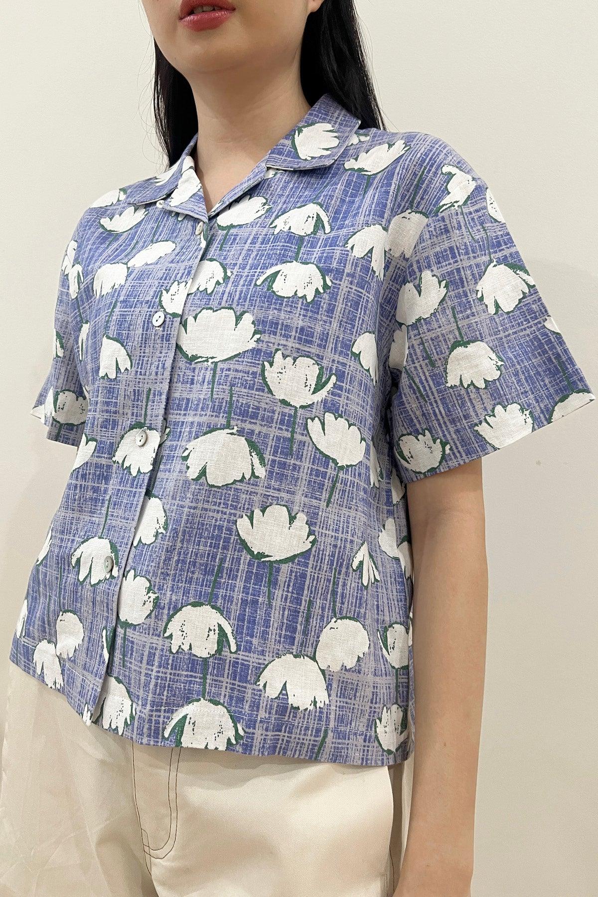 Kai Shirt Blue Floral Art - EESOME