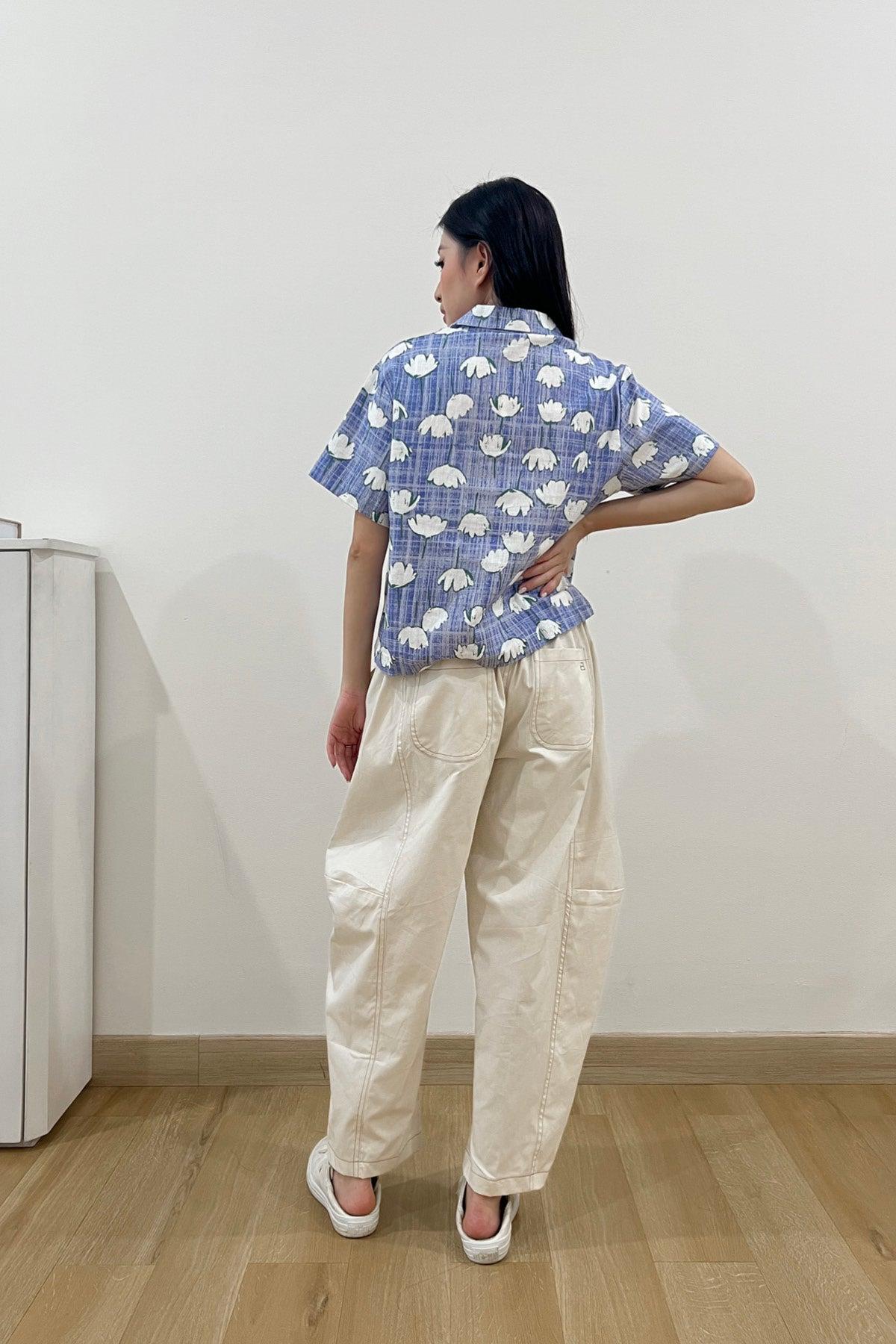 Kai Shirt Blue Floral Art - EESOME