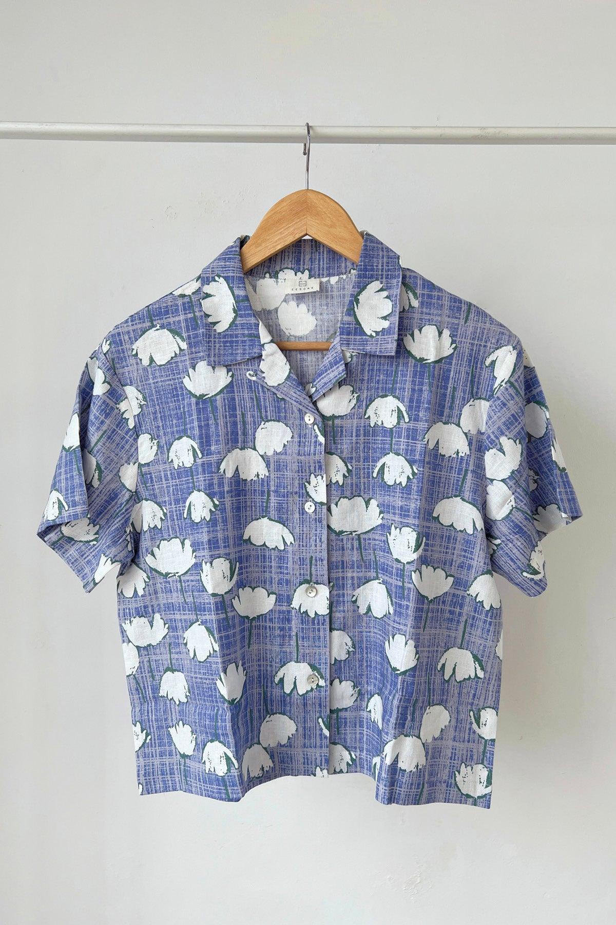Kai Shirt Blue Floral Art - EESOME