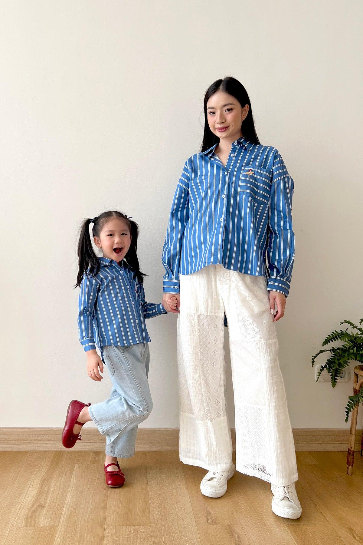 League Petite Shirt Blue White - EESOME