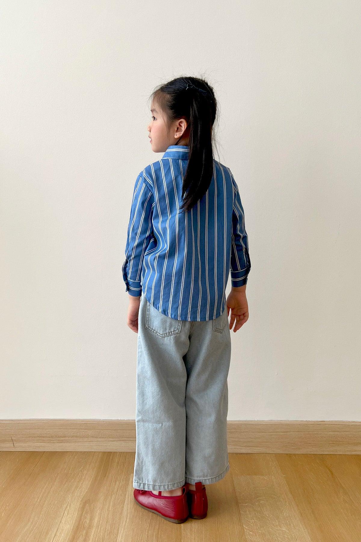 League Petite Shirt Blue White - EESOME