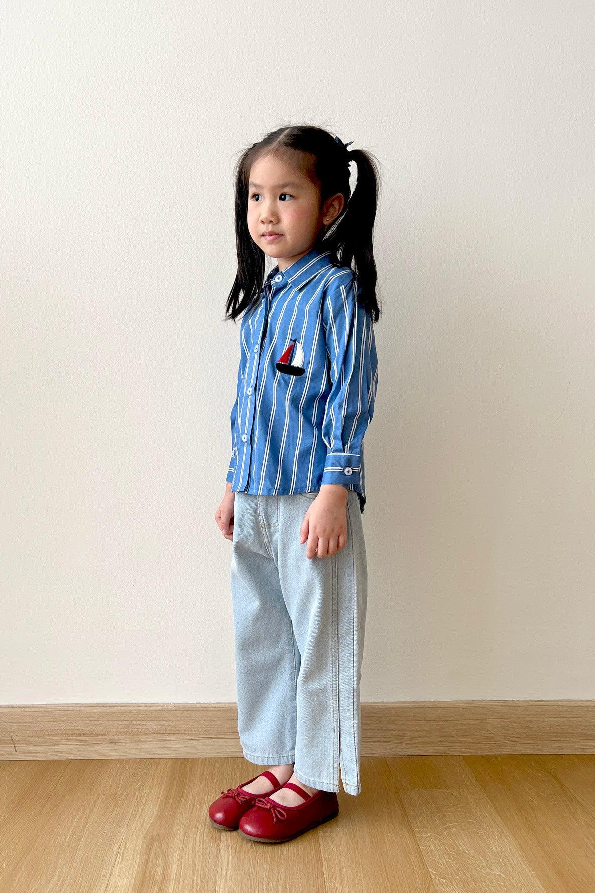 League Petite Shirt Blue White - EESOME