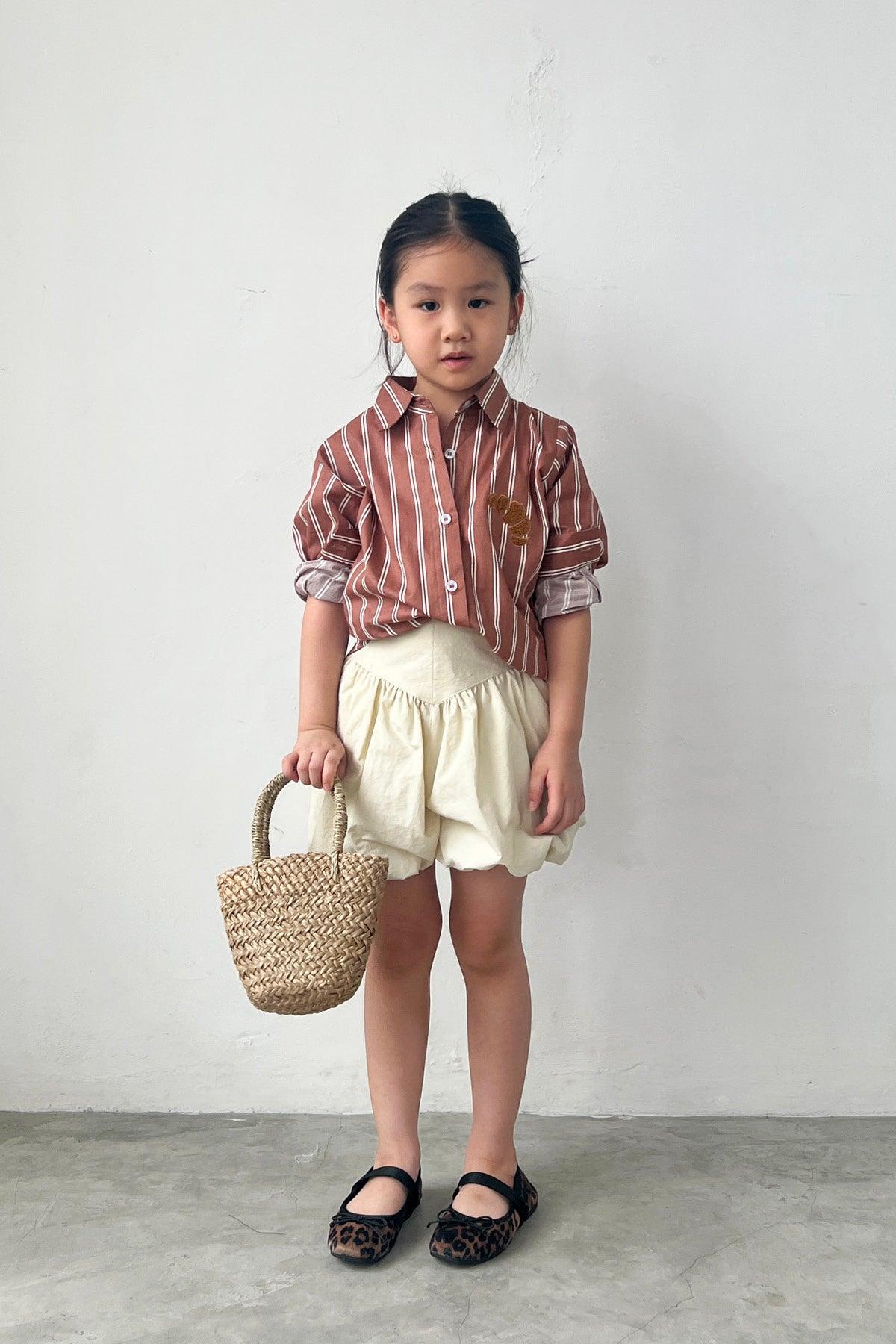 League Petite Shirt Brown White - EESOME