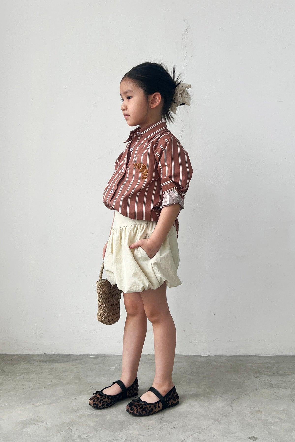 League Petite Shirt Brown White - EESOME