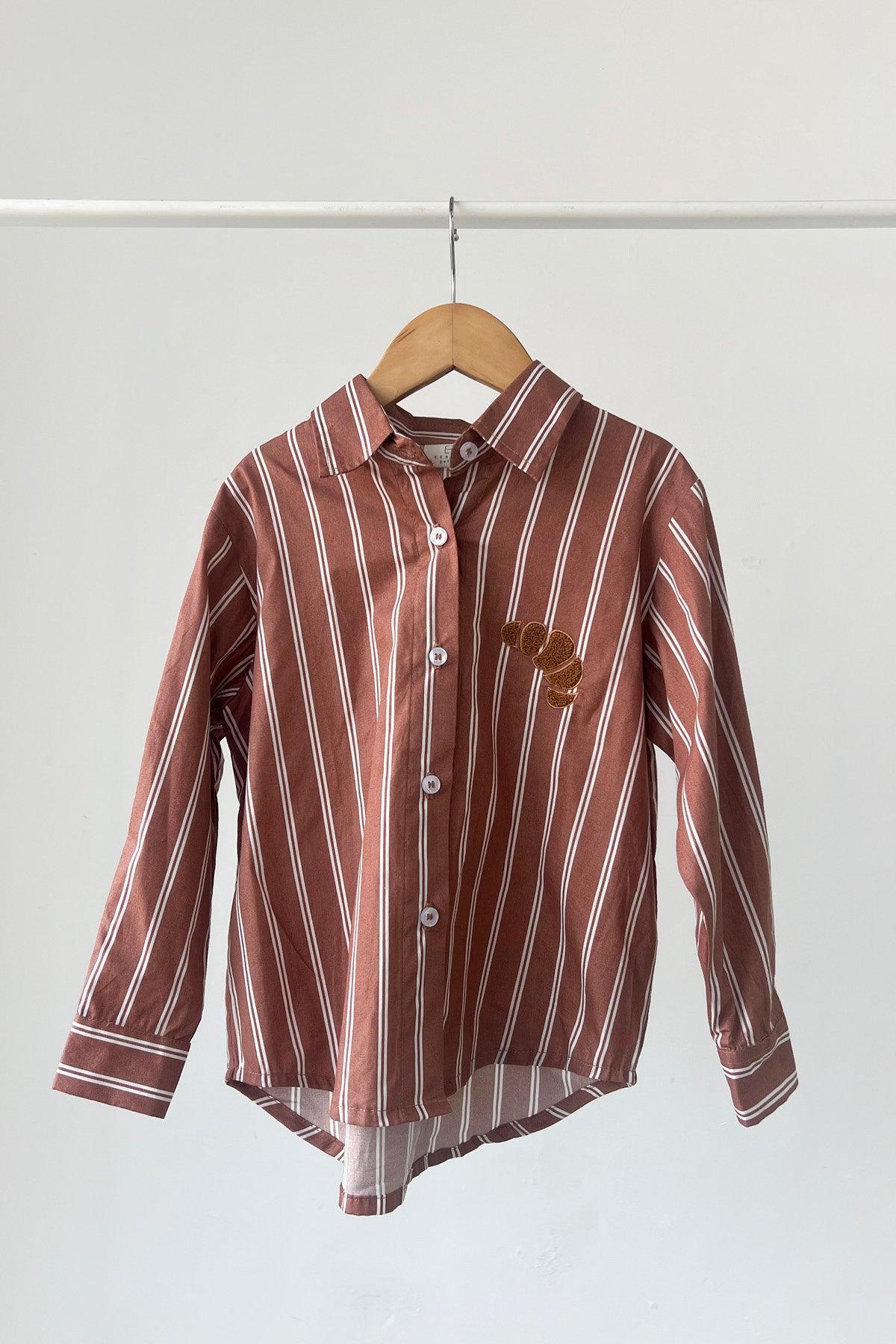 League Petite Shirt Brown White - EESOME