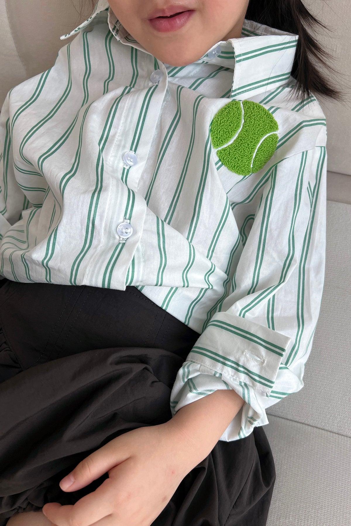 League Petite Shirt White Green - EESOME