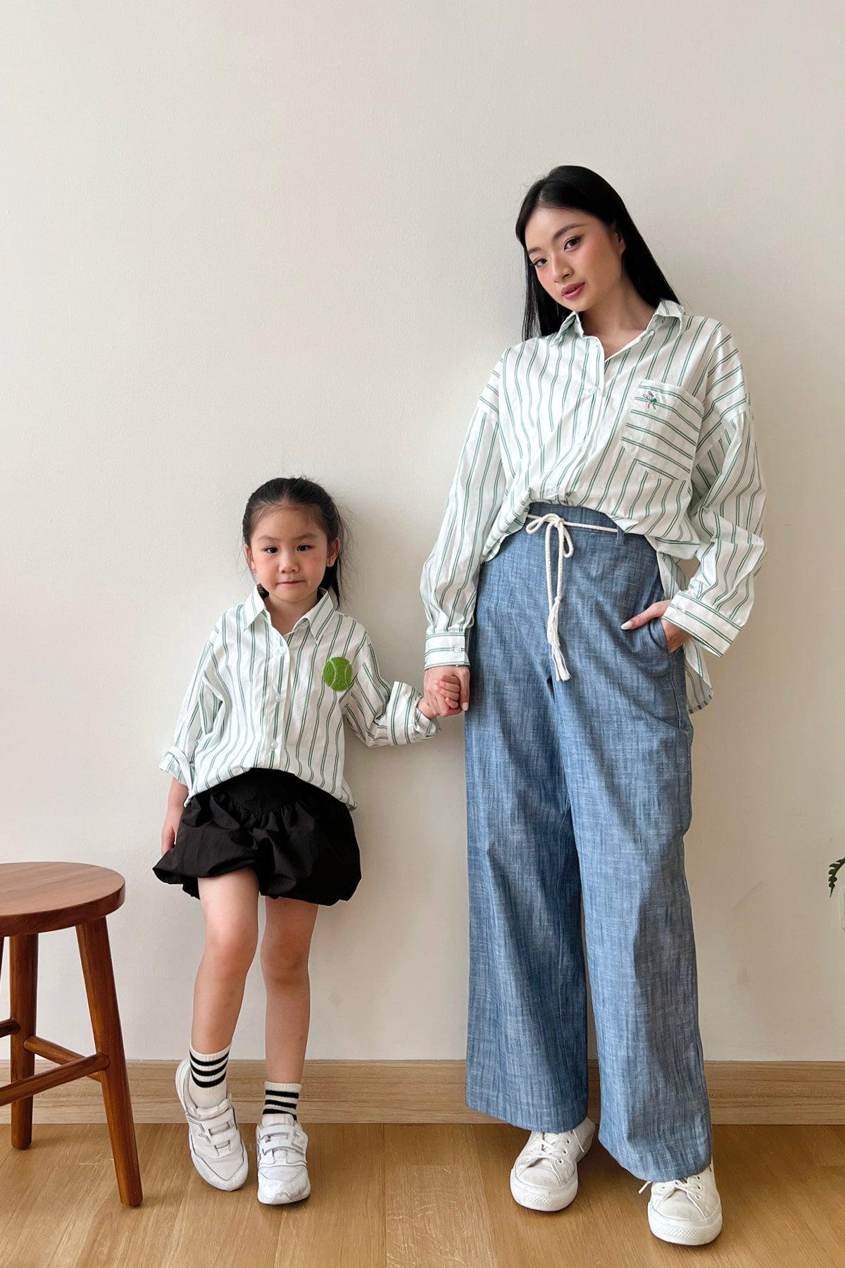 League Petite Shirt White Green - EESOME