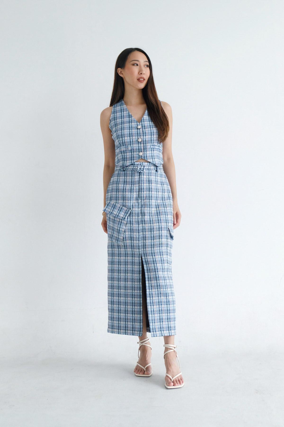 Leica Skirt Tweed Blue - EESOME