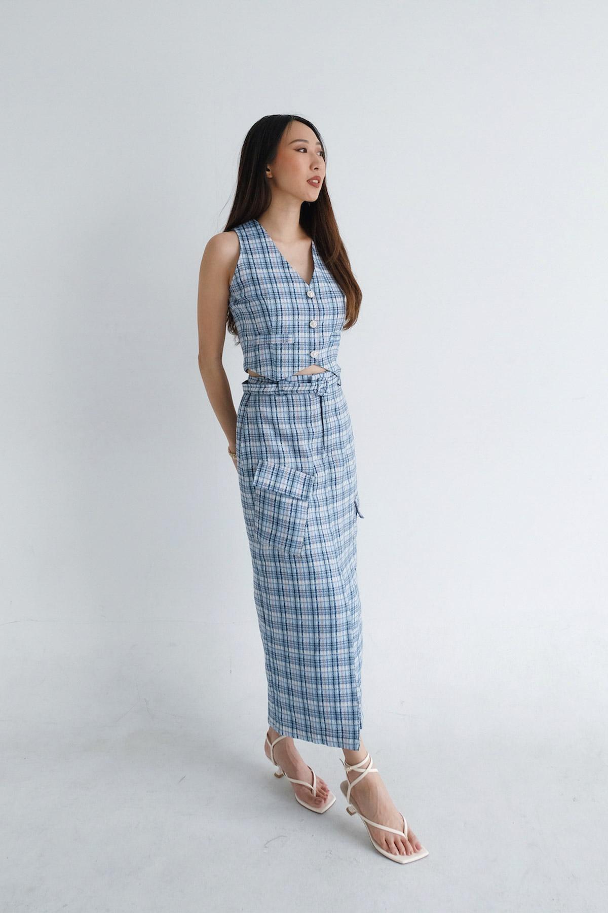 Leica Skirt Tweed Blue - EESOME